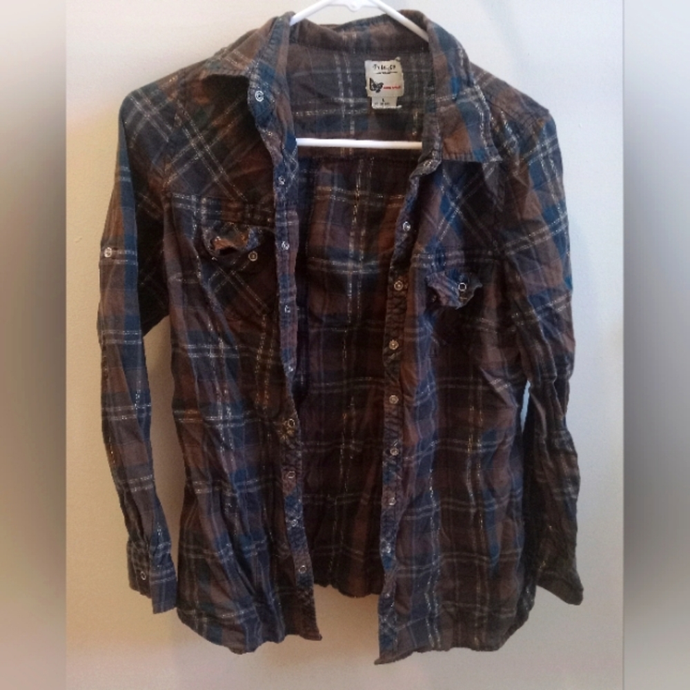 Y2K Plaid Cotton Button Down